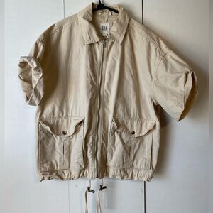 Gap Cotton Beige Short Sleeve Utility Jacket Workwear Safari Lightweight Small